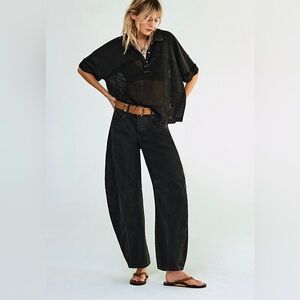 Free People We The Free Good Luck Barrel Jeans Black Women's Size 27